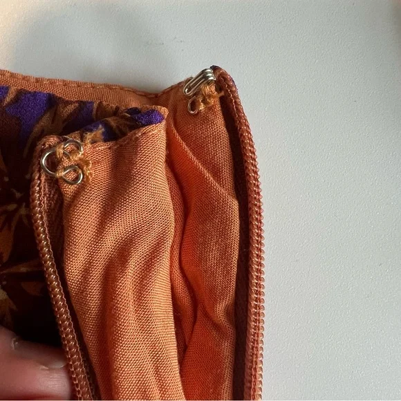 Lulus Dress Size Medium Purple Orange Floral Cutout Tie Front Balloon Sleeve - Picture 7 of 13